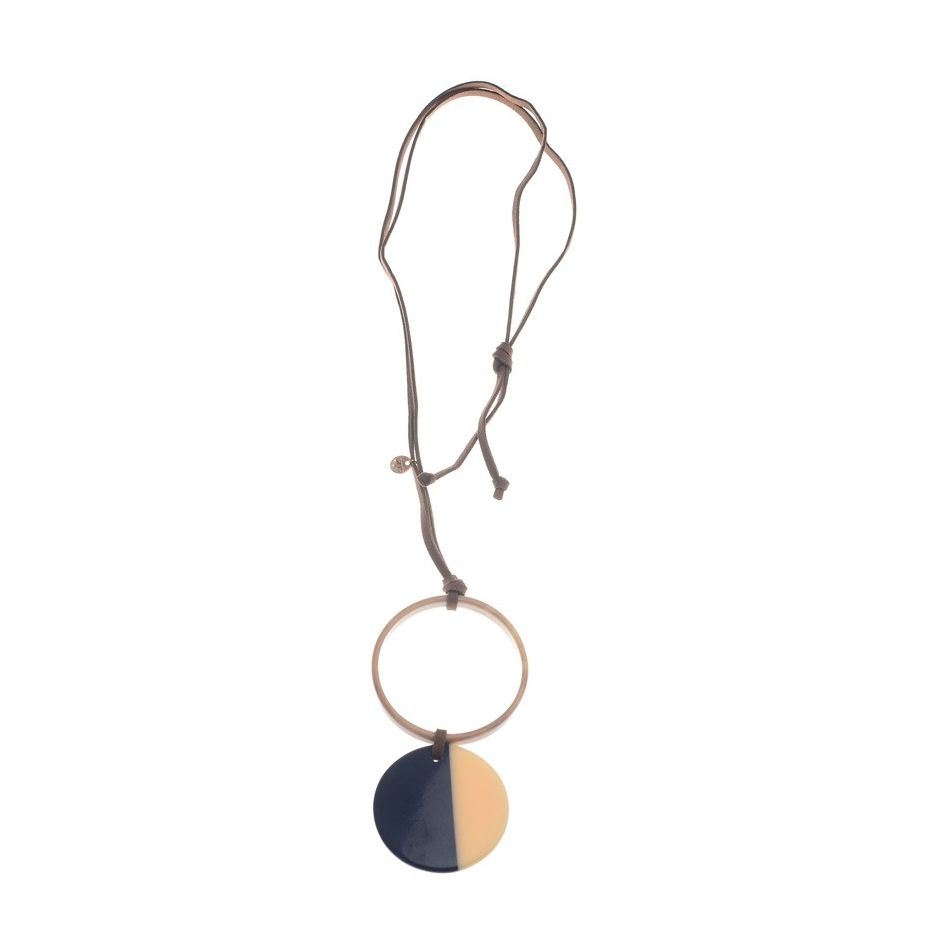 LONG NECKLACE PENDANT RESIN MEDAL RING