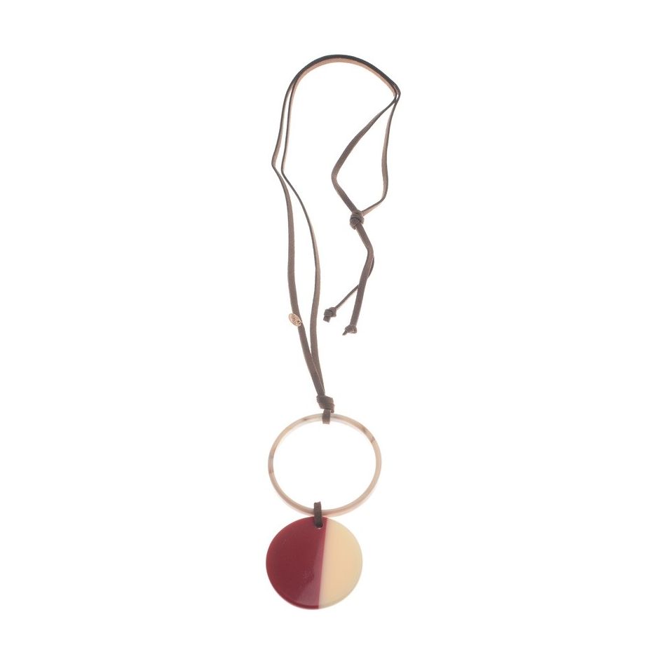 LONG NECKLACE PENDANT RESIN MEDAL RING