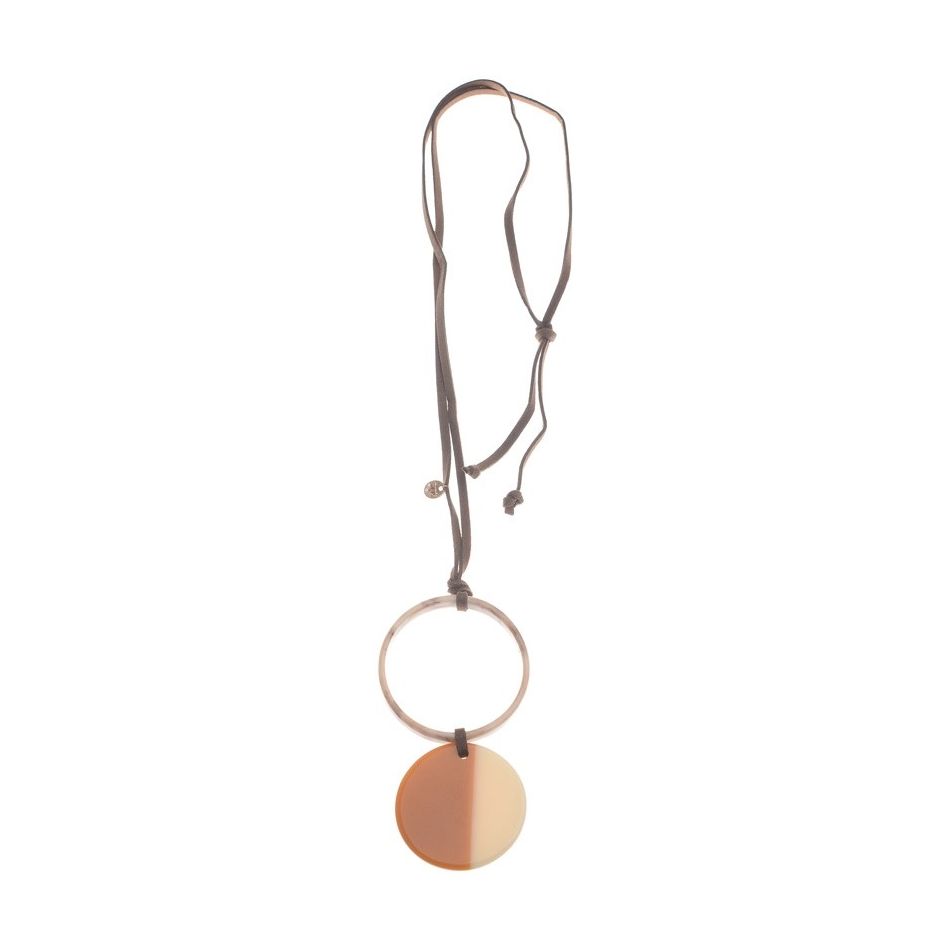 LONG NECKLACE PENDANT RESIN MEDAL RING