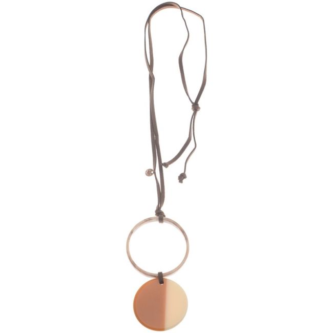 LONG NECKLACE PENDANT RESIN MEDAL RING