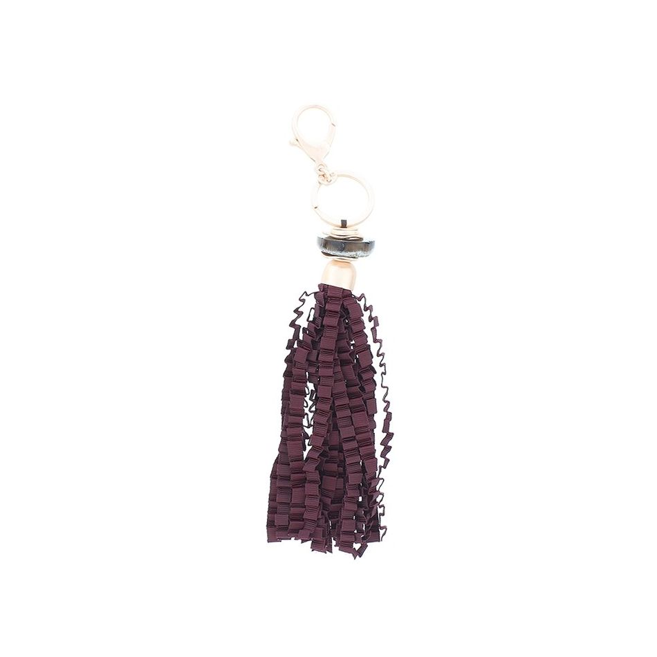 CURLY SATIN RIBBON FRINGE PENDANT KEYCHAIN
