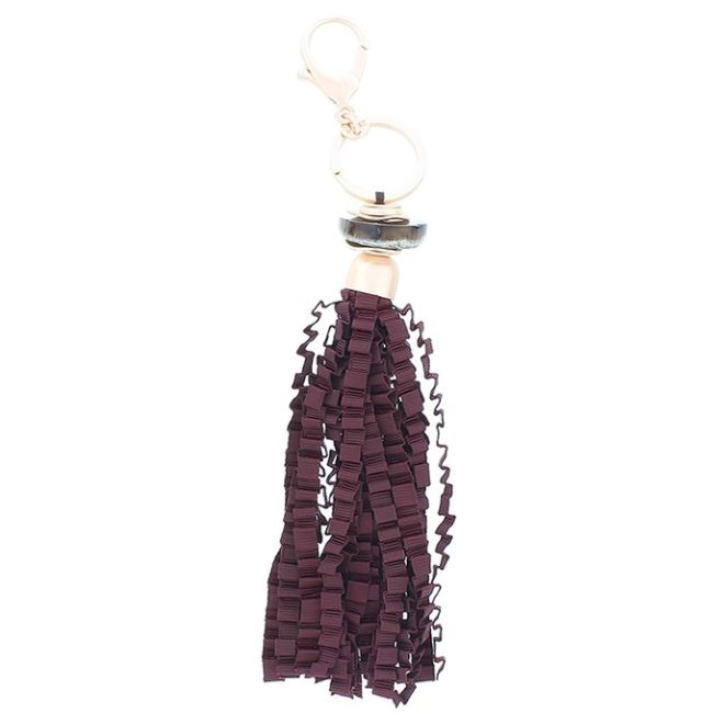 CURLY SATIN RIBBON FRINGE PENDANT KEYCHAIN