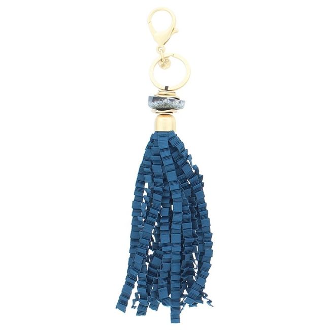 CURLY SATIN RIBBON FRINGE PENDANT KEYCHAIN