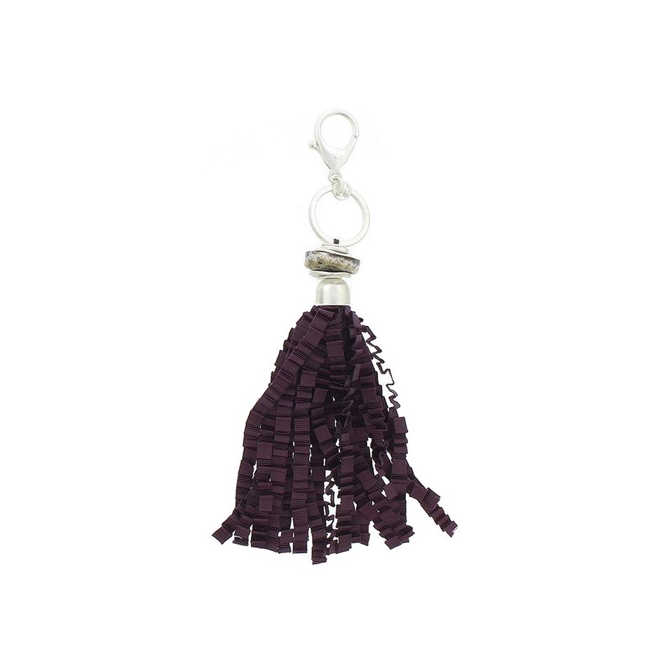 CURLY SATIN RIBBON FRINGE PENDANT KEYCHAIN