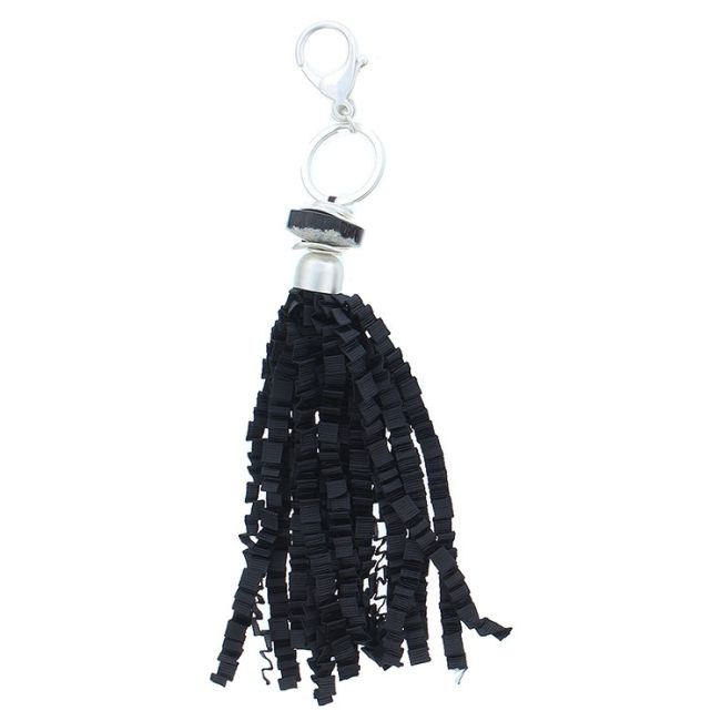 CURLY SATIN RIBBON FRINGE PENDANT KEYCHAIN