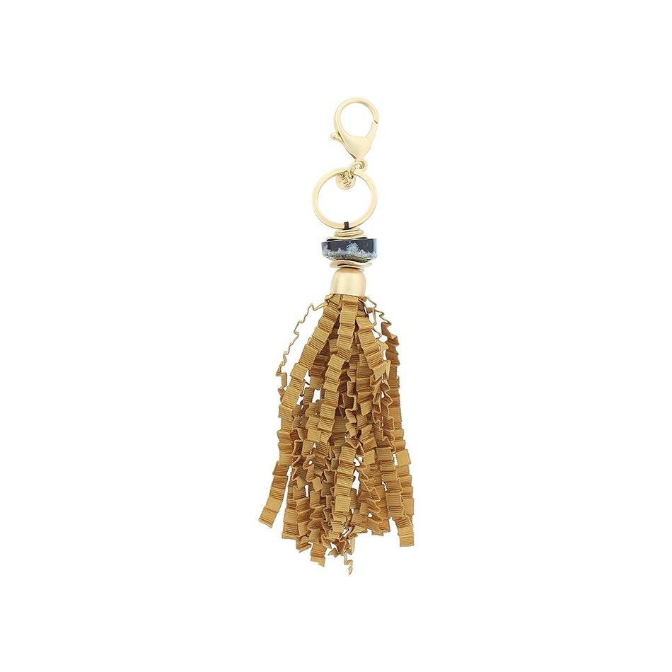 CURLY SATIN RIBBON FRINGE PENDANT KEYCHAIN