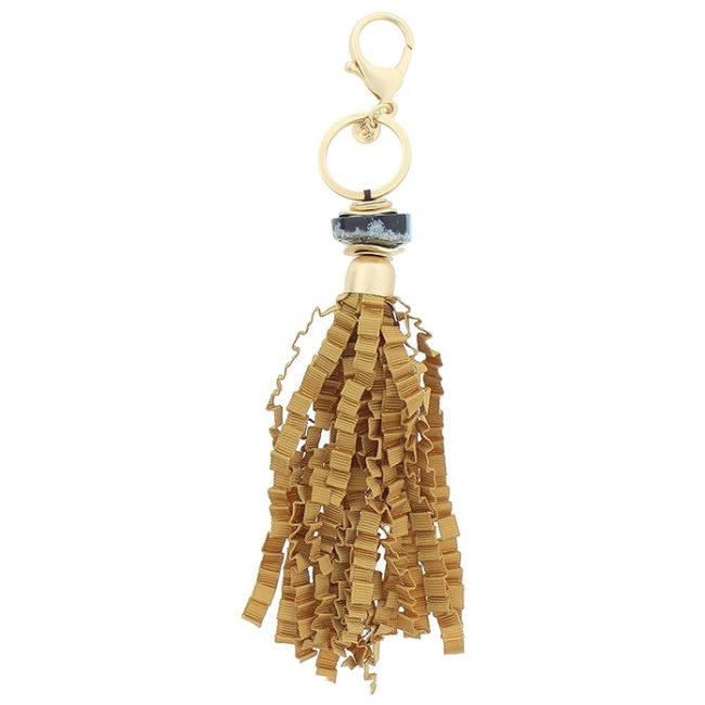 CURLY SATIN RIBBON FRINGE PENDANT KEYCHAIN