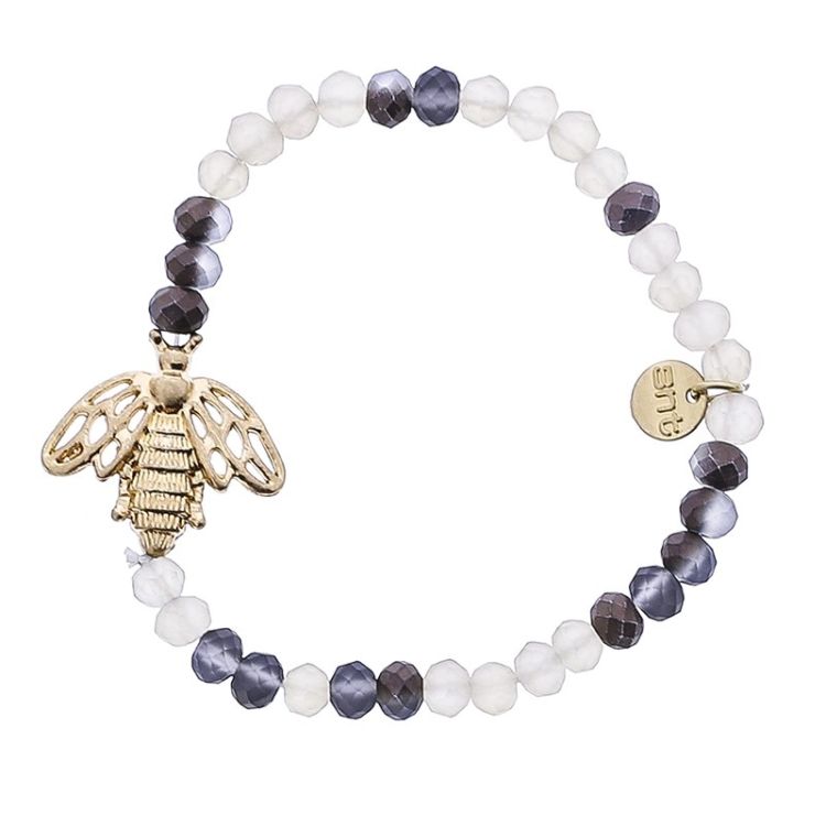 METAL INSECT CRYSTAL BEADS ELASTIC BRACELET