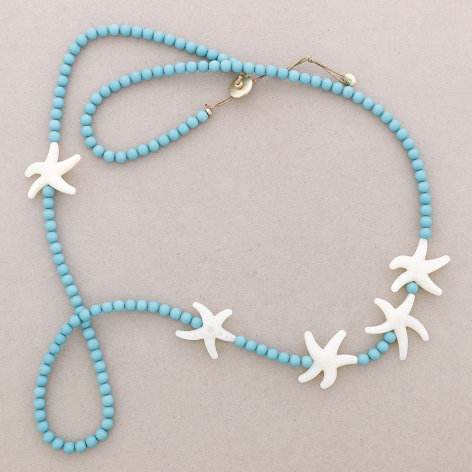 COLLAR LARGO BOLAS ESTRELLAS DE MAR RESINA