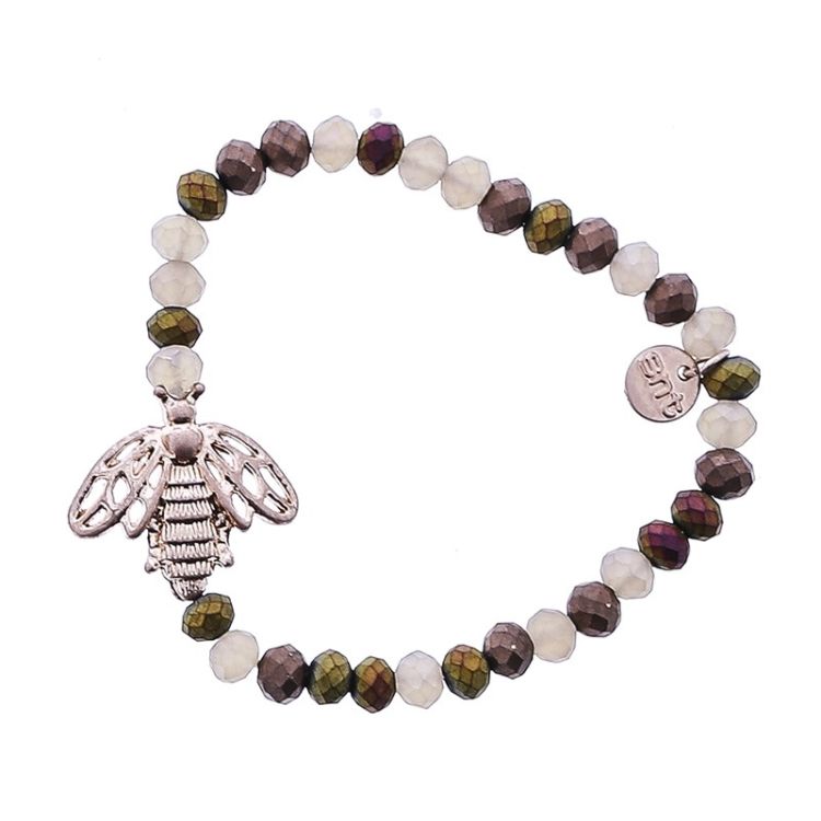 METAL INSECT CRYSTAL BEADS ELASTIC BRACELET 2