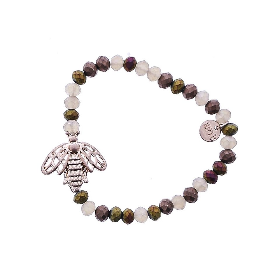 METAL INSECT CRYSTAL BEADS ELASTIC BRACELET