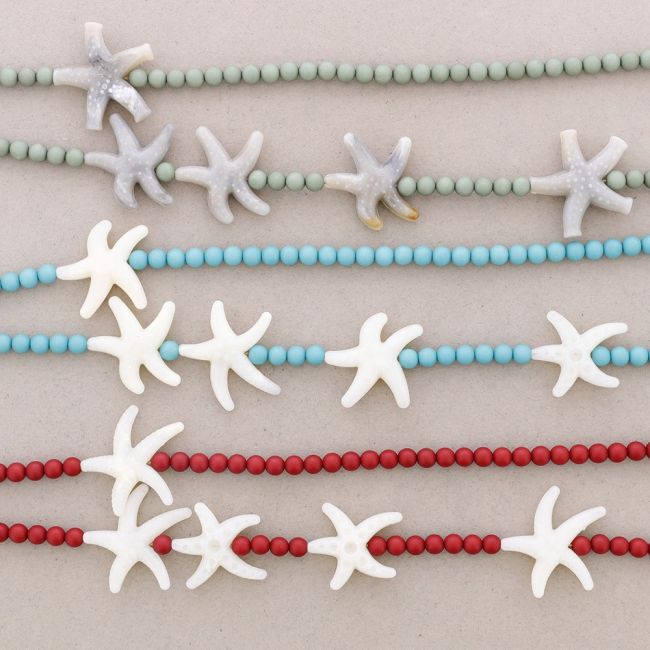 COLLAR LARGO BOLAS ESTRELLAS DE MAR RESINA