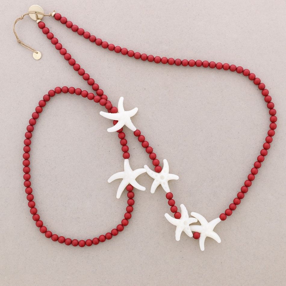 COLLAR LARGO BOLAS ESTRELLAS DE MAR RESINA