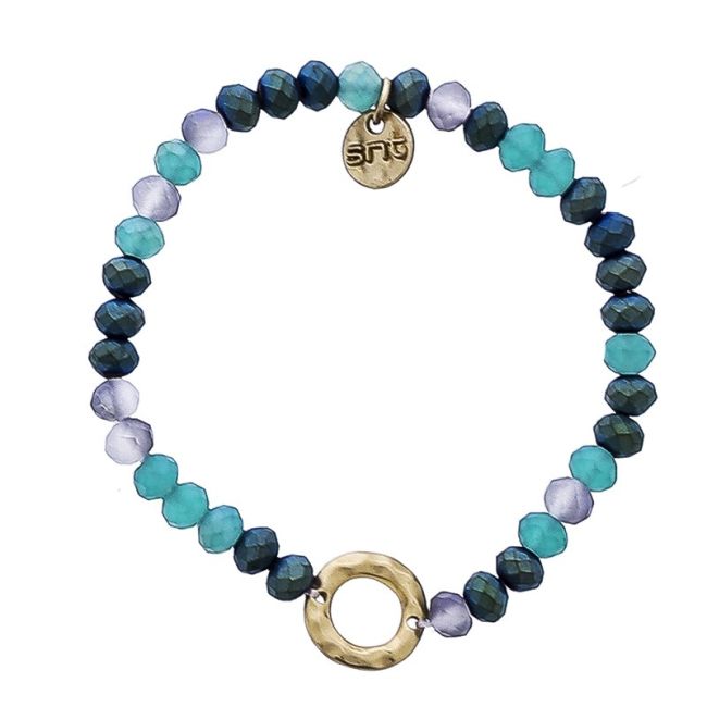 ELASTIC FACETED CRYSTAL BRACELET WITH METAL RING