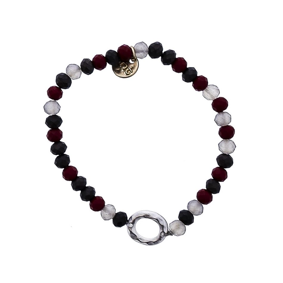 ELASTIC FACETED CRYSTAL BRACELET WITH METAL RING