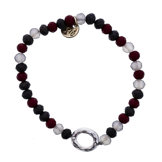 ELASTIC FACETED CRYSTAL BRACELET WITH METAL RING