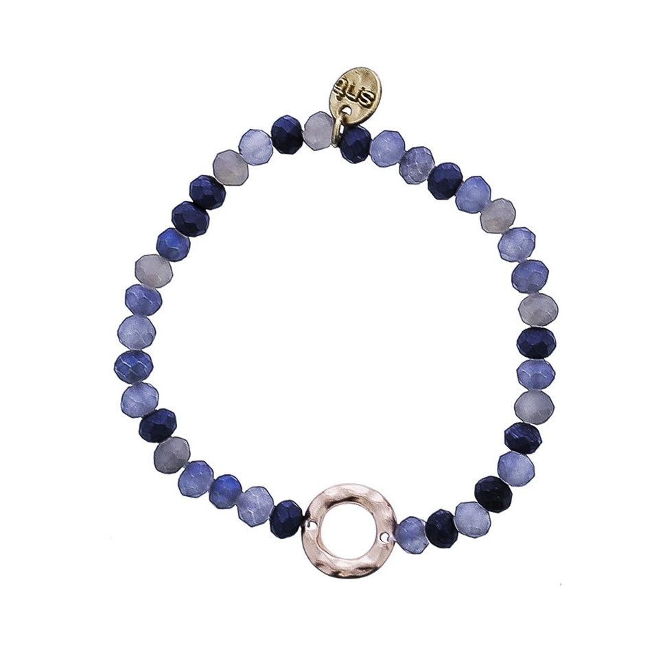 ELASTIC FACETED CRYSTAL BRACELET WITH METAL RING