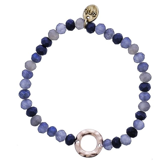 ELASTIC FACETED CRYSTAL BRACELET WITH METAL RING