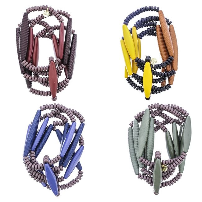 PULSERA 5 TIRAS CUENTAS RESINA