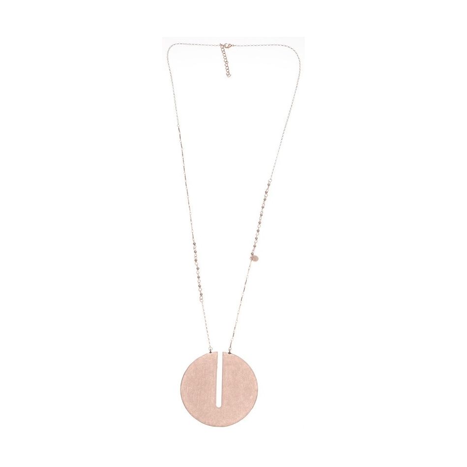 METAL MEDAL PENDANT LONG NECKLACE