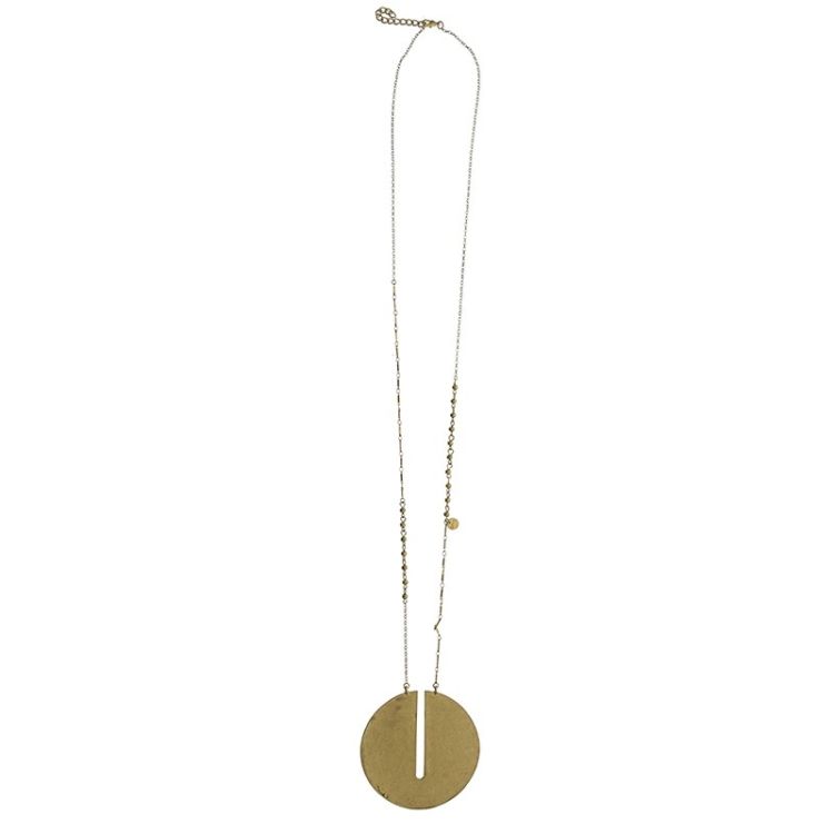 METAL MEDAL PENDANT LONG NECKLACE 2