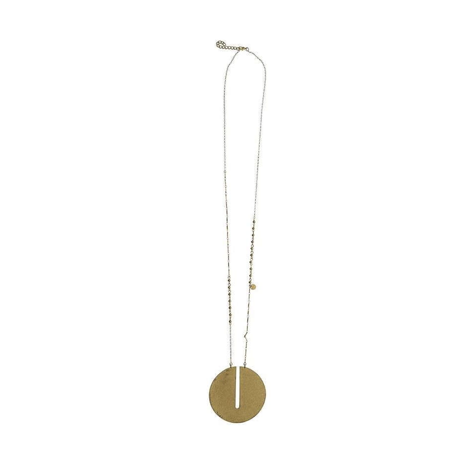METAL MEDAL PENDANT LONG NECKLACE