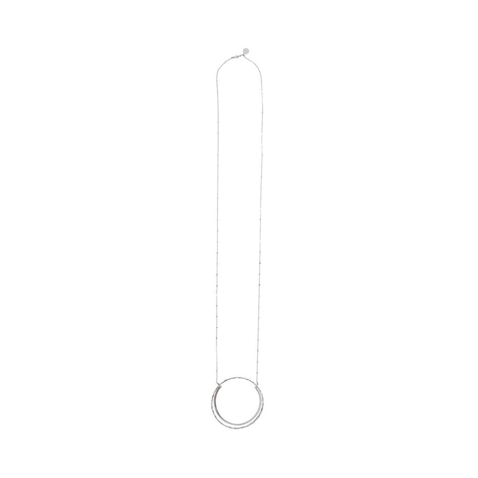 LONG METAL DOUBLE HOOP PENDANT NECKLACE