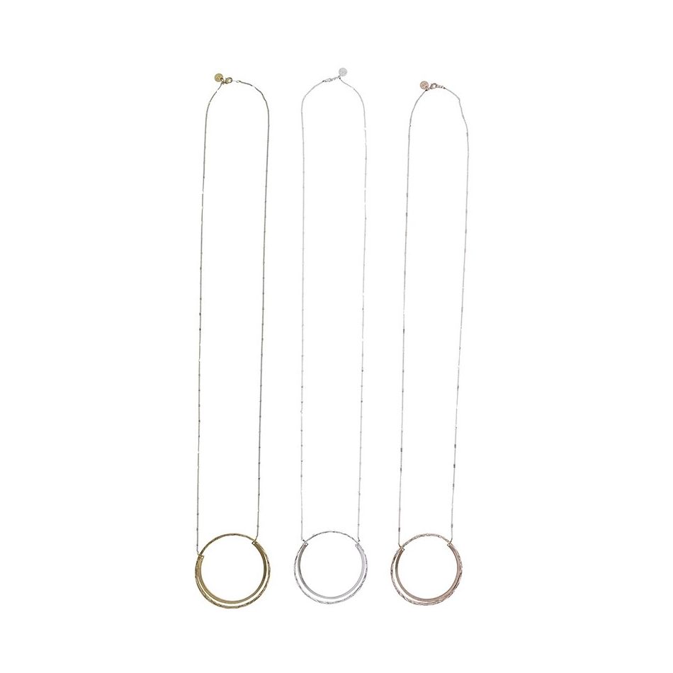 COLLAR LARGO COLGANTE DOBLE ARO METAL