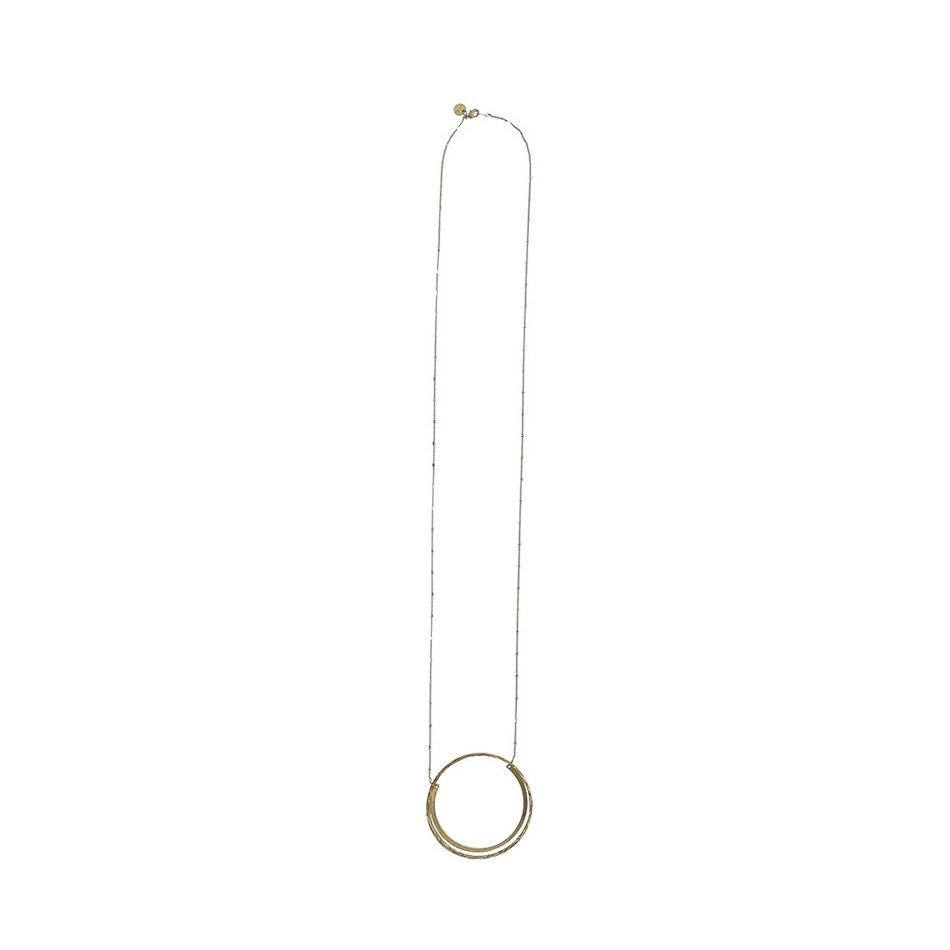 LONG METAL DOUBLE HOOP PENDANT NECKLACE