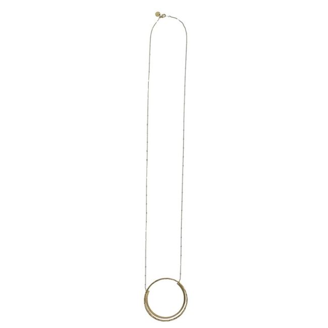 COLLAR LARGO COLGANTE DOBLE ARO METAL