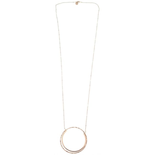 COLLAR LARGO COLGANTE DOBLE ARO METAL