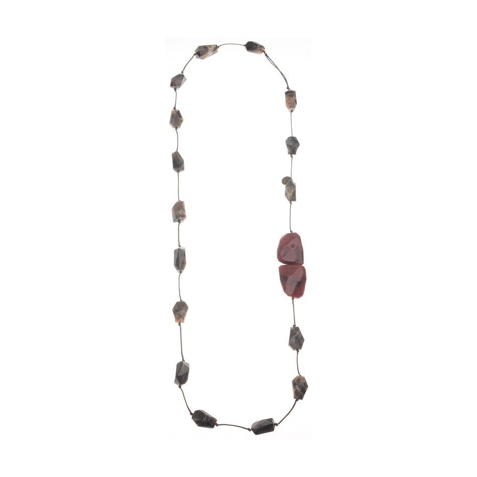 COLLAR LARGO CUENTAS RESINA