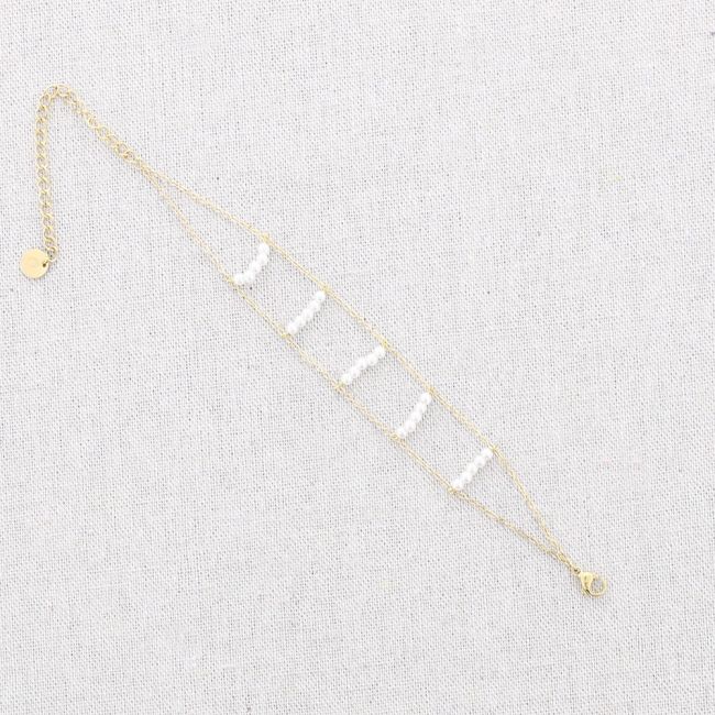PULSERA ACERO DOBLE CUENTAS PERLITAS