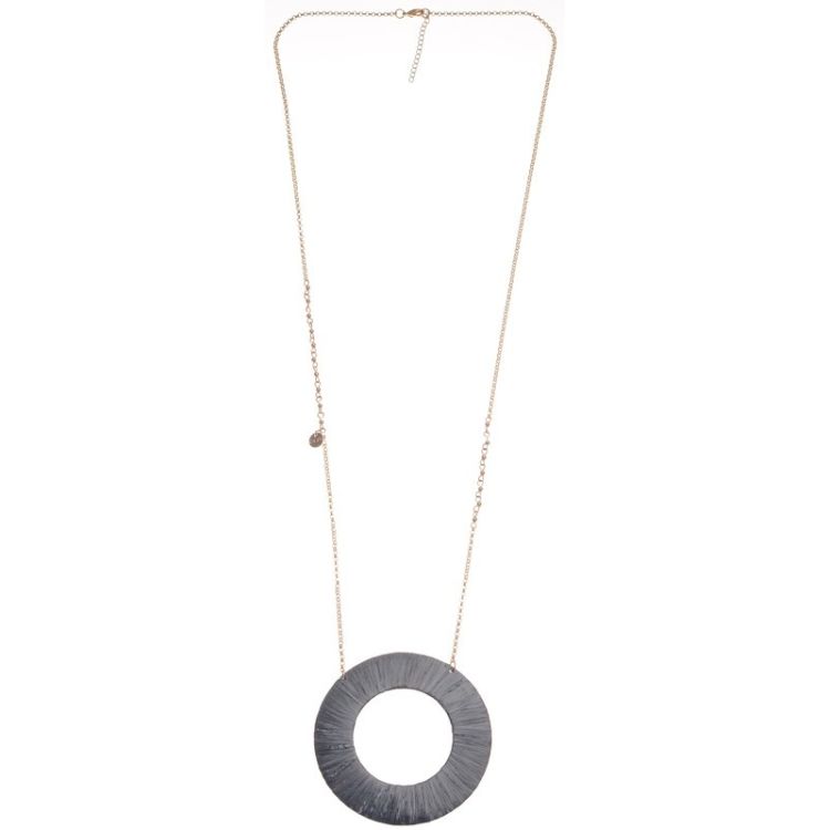 RAFFIA METAL DONUT LONG PENDANT NECKLACE 2