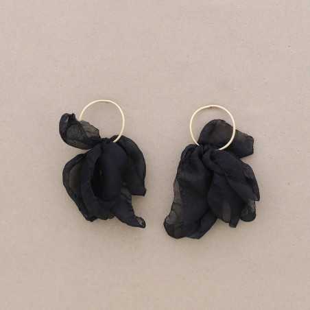 METAL RING EARRINGS WITH FABRIC PENDANT