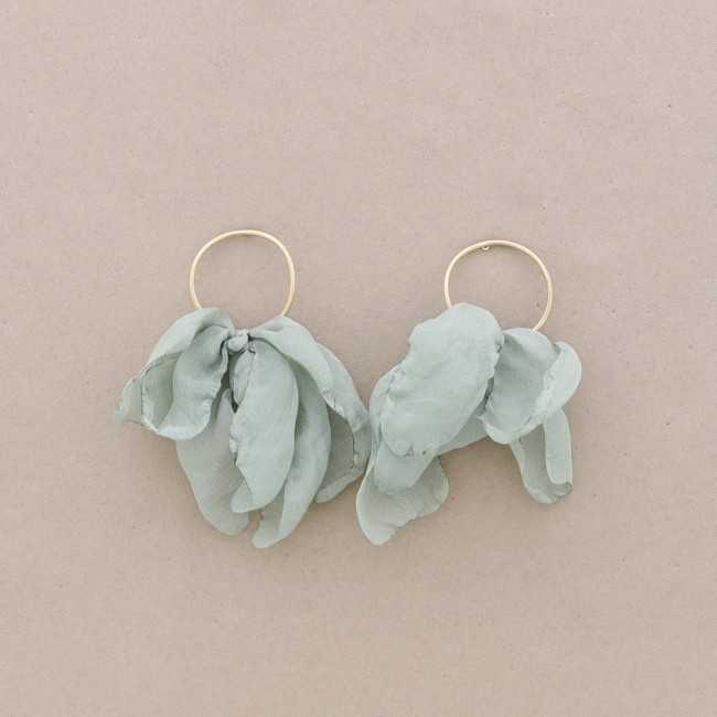 METAL RING EARRINGS WITH FABRIC PENDANT