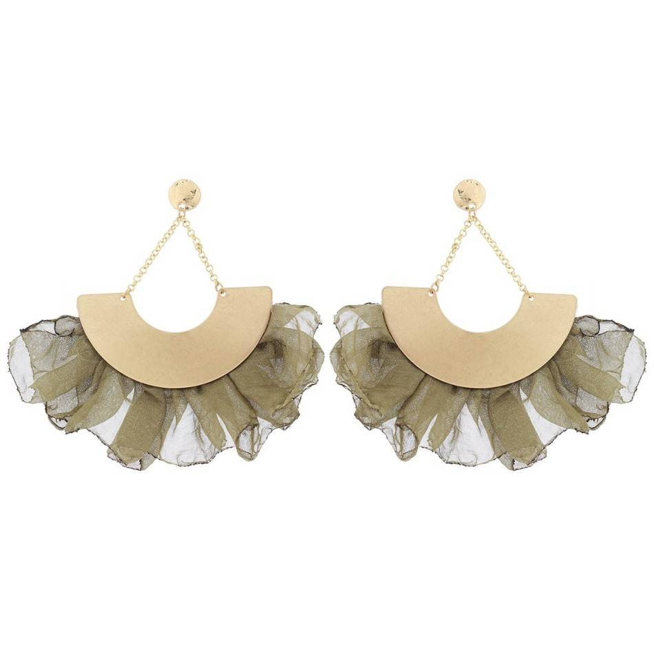 FABRIC FRILL FAN EARRINGS