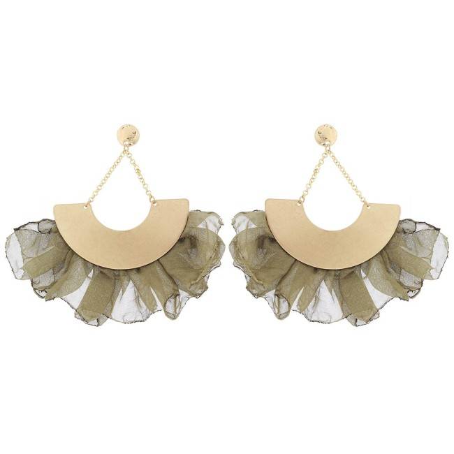 FABRIC FRILL FAN EARRINGS