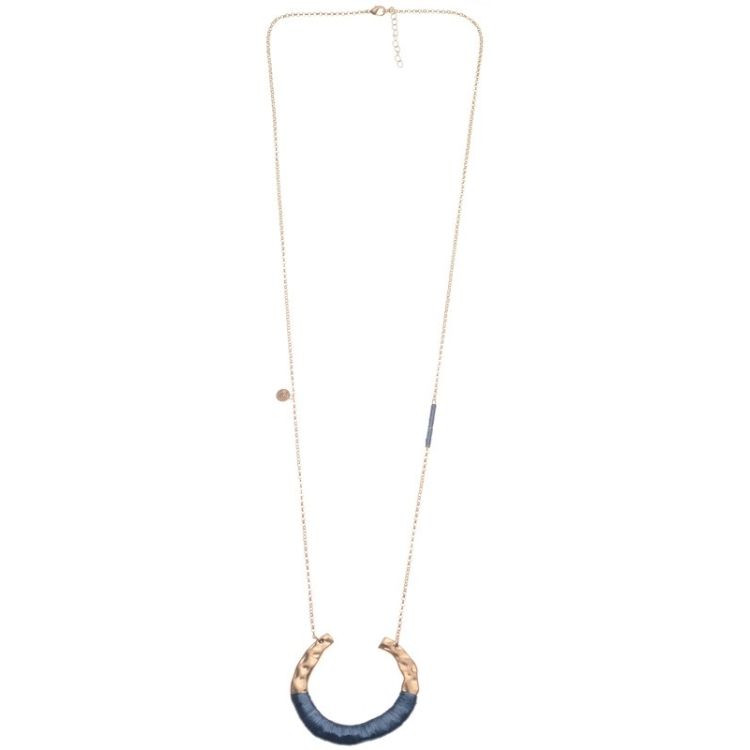 RAFFIA METAL PENDANT LONG NECKLACE