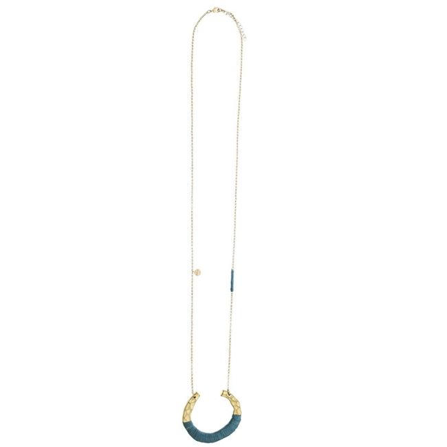 RAFFIA METAL PENDANT LONG NECKLACE