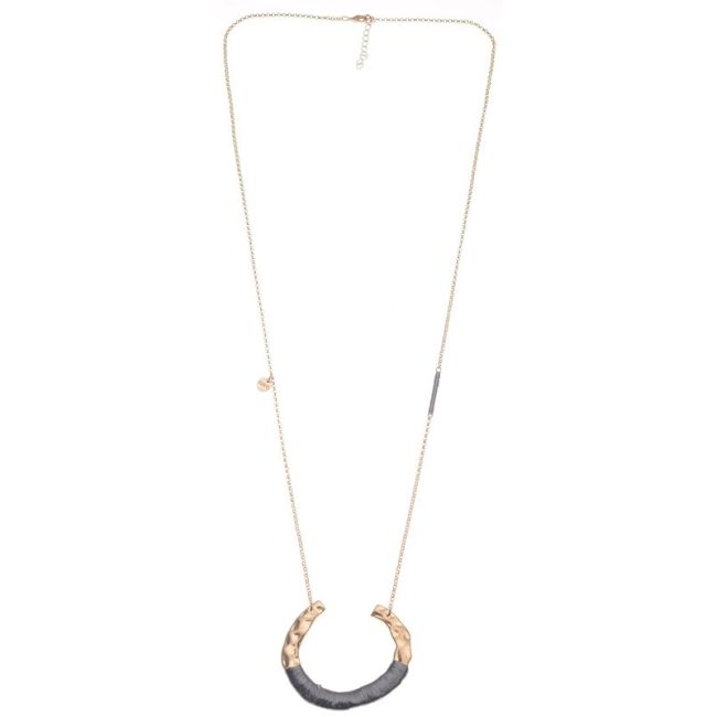 RAFFIA METAL PENDANT LONG NECKLACE