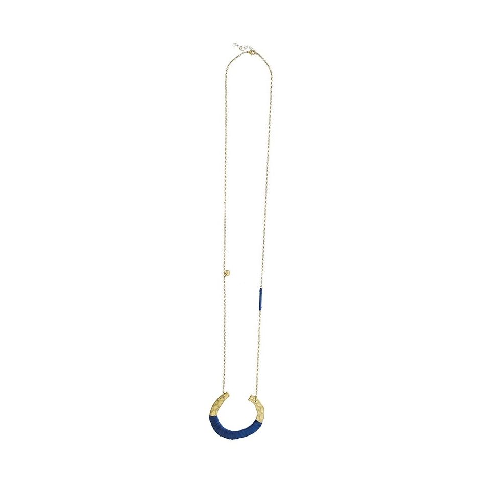 RAFFIA METAL PENDANT LONG NECKLACE