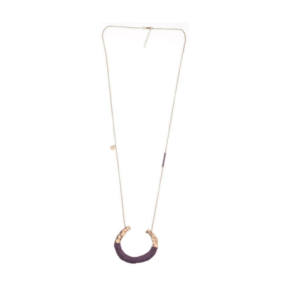 RAFFIA METAL PENDANT LONG NECKLACE