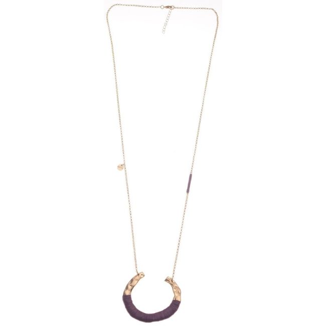 RAFFIA METAL PENDANT LONG NECKLACE