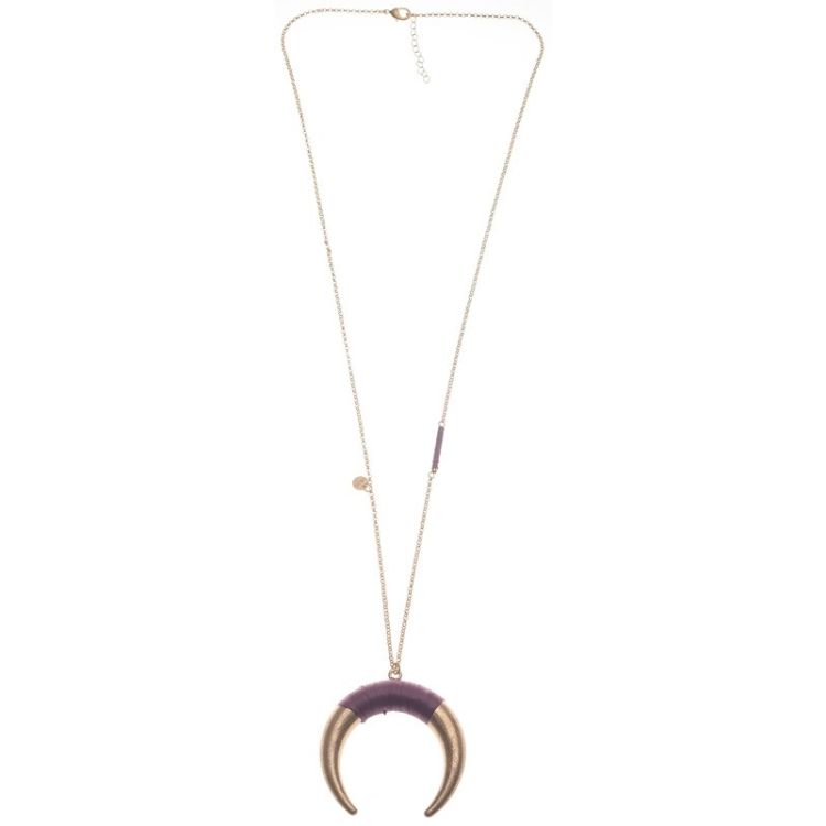 METAL HALF MOON PENDANT LONG NECKLACE 2