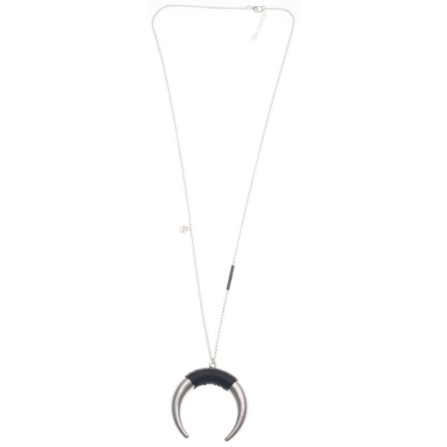 METAL HALF MOON PENDANT LONG NECKLACE