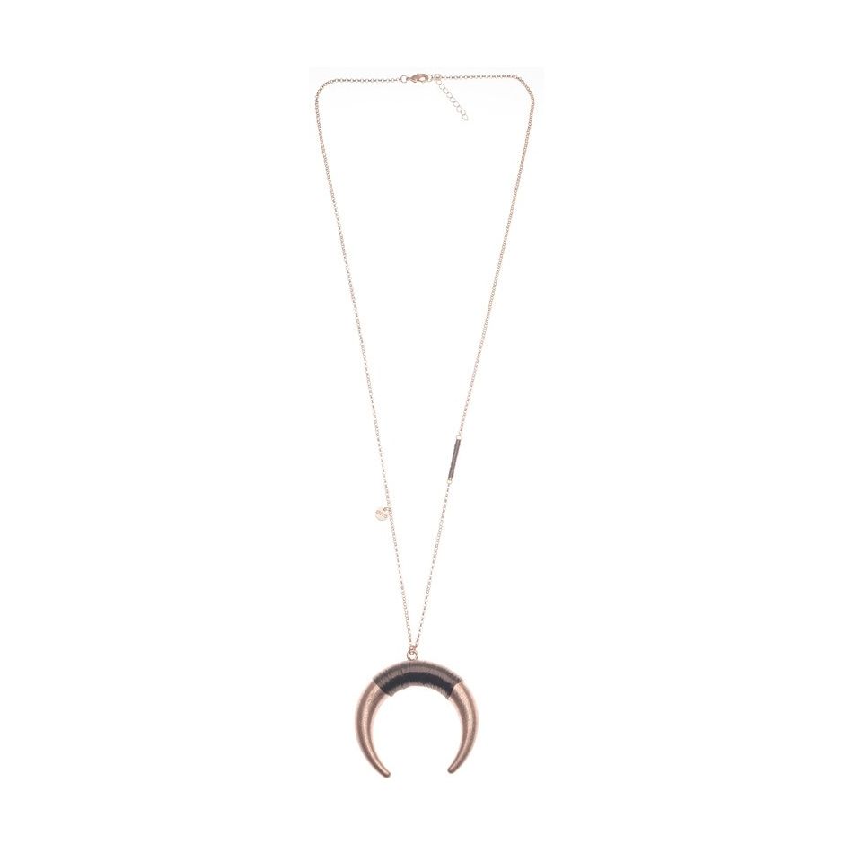 METAL HALF MOON PENDANT LONG NECKLACE