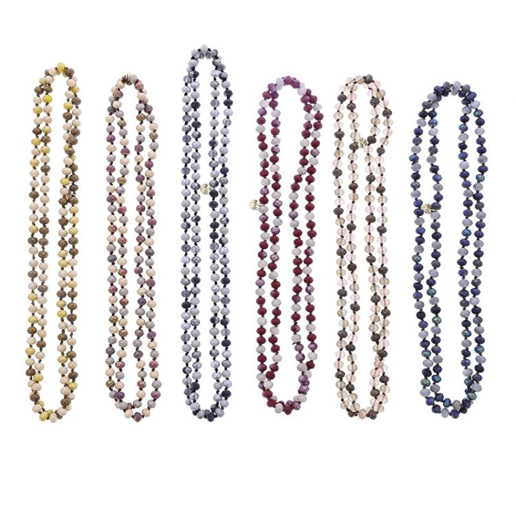 LONG NECKLACE WITH FACETED CRYSTALS 1.2M*8MM 2