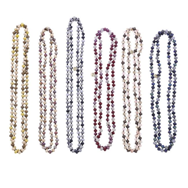 LONG NECKLACE WITH FACETED CRYSTALS 1.2M*8MM