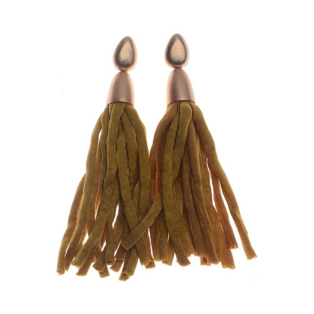 FABRIC TUBES FRINGE HANGING EARRINGS